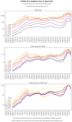 cases (log scale)